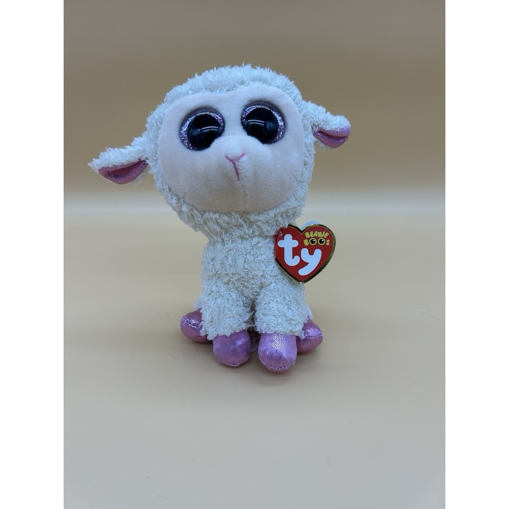 Ty Beanie Boos Twinkle Lamb Plush White Pink Glitter Eyes 2016 With Tag Cute